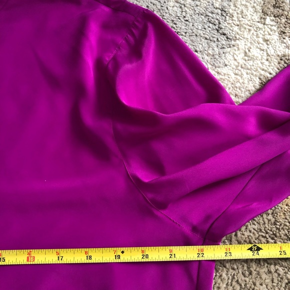 Vintage Christian Dior Pleated Front Blouse Purple Sz 14 NWT! - Picture 8 of 10